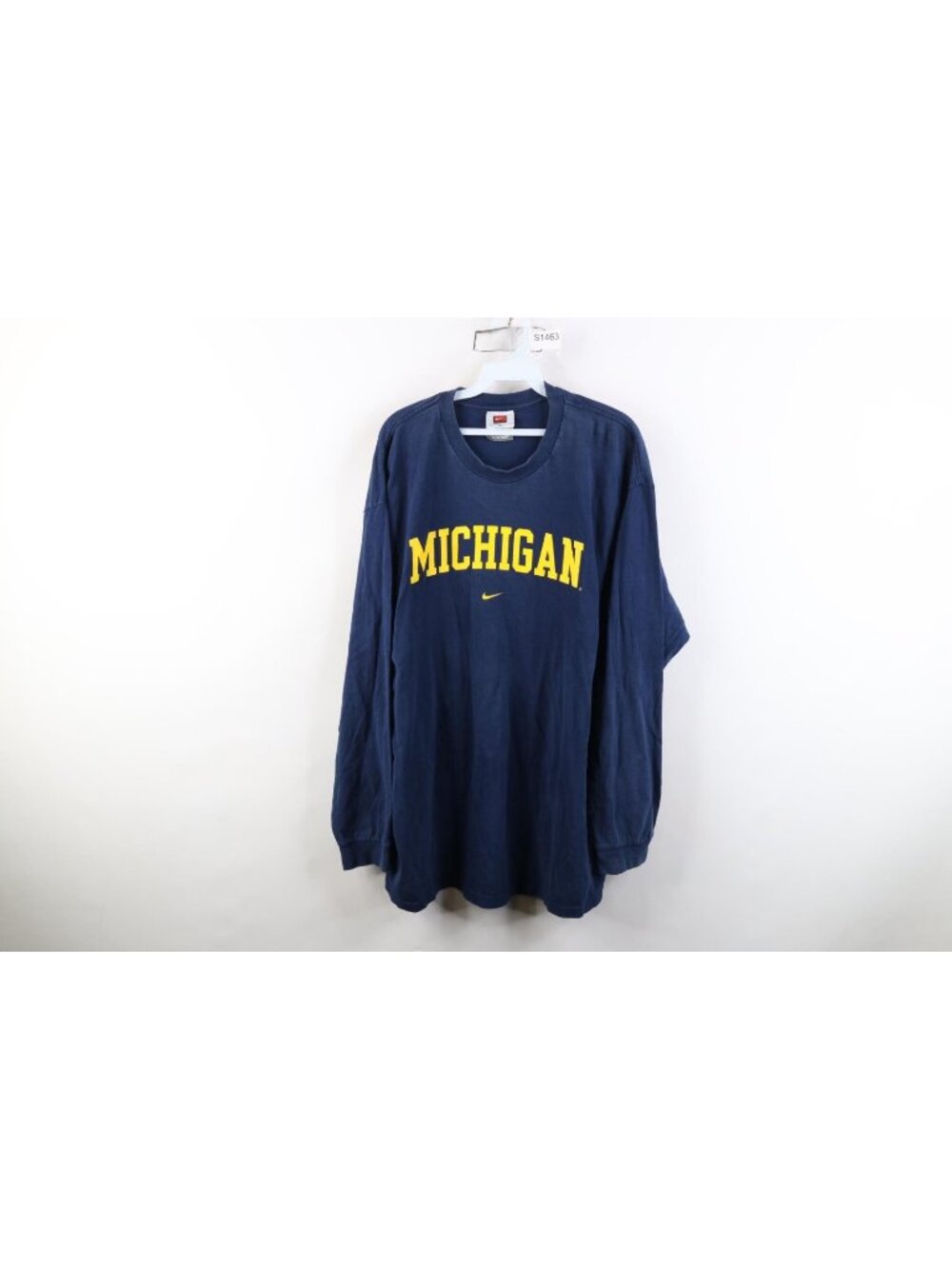 Vtg Nike Mens XL Travis Scott Center Swoosh University of Michigan T-Shirt Blue